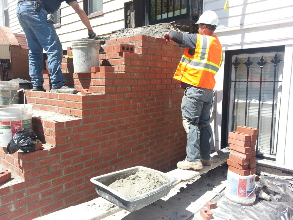 Brick and limestone treads